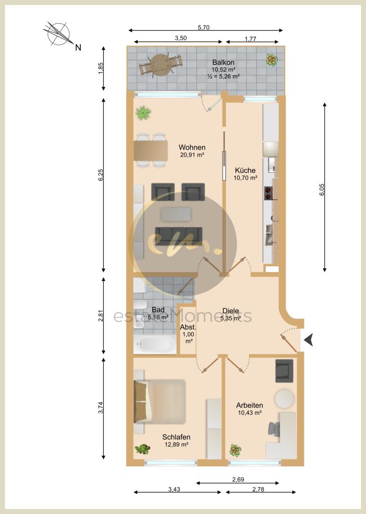 1. Obergeschoss (Whg. 2.69 bzw. 45.35)